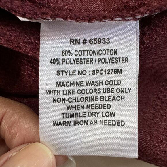 PX Clothing Mens Long Sleeve XXL Henley Waffle Knit Shirt Burgundy NWT - Picture 11 of 13